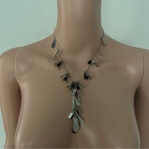 Armani Exchange Elegant Statement Y-Drop Crystal Necklace Silver Pendant